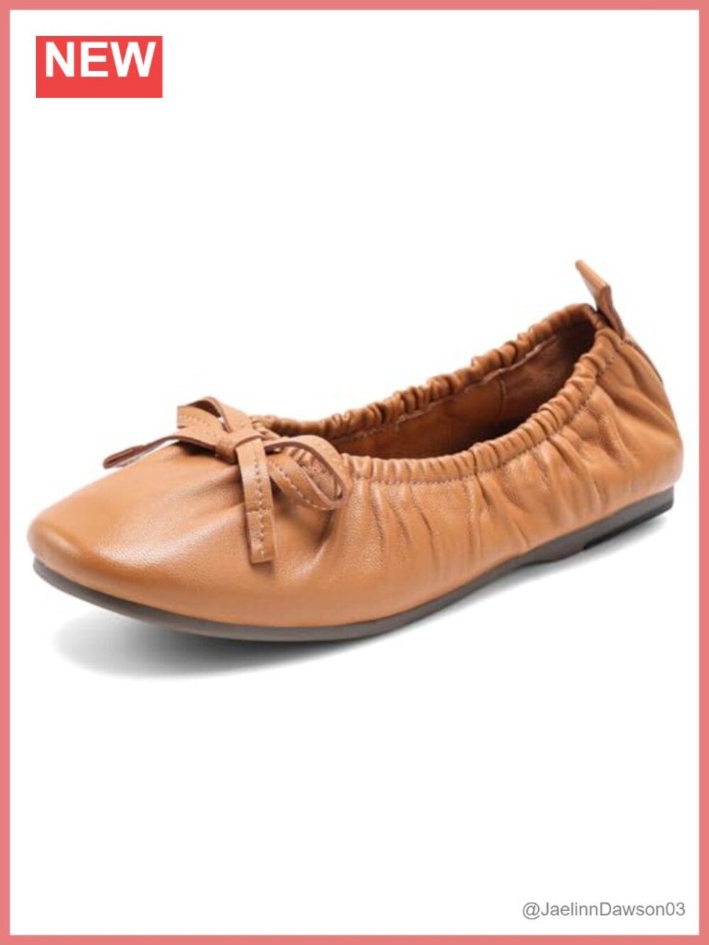 Genuine Sheepskin Leather Ballet Flats Foldable Bow Roomy Toe Women's Flats